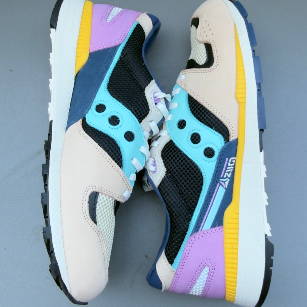 Saucony Azura ST Retro Multicolor Tan Blue Purple Sneakers Size 10.5